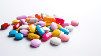 Obraz na płótnie Canvas Multicolored pills on a white background