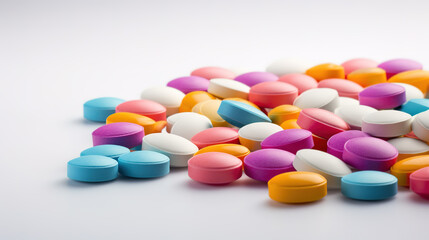 Obraz na płótnie Canvas Multicolored pills on a white background