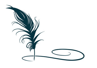 The symbol of a bird feather with ink. 
