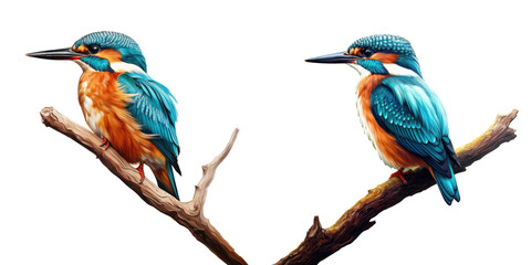 Naklejka premium A common kingfisher perching transparent background