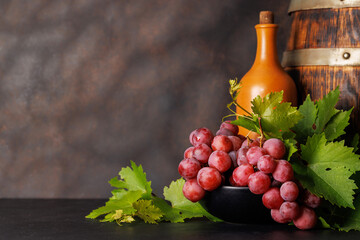 Wine bottle and grapes