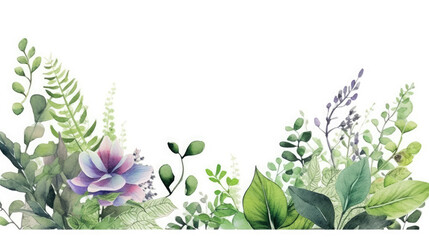 A hand drawn wreath floral border and leaves Generative AI