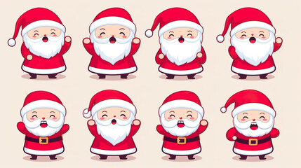 Illustration set of cute Santa Claus graphic design. 