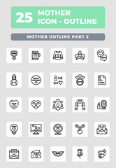 Mother's Day Celebration Holiday Outline Style Icon Design