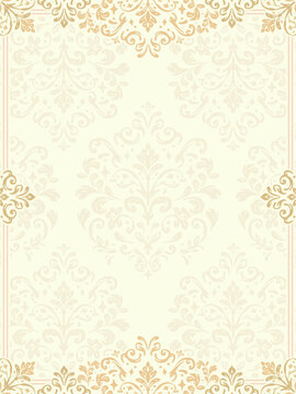 Gold decorative frame. Luxury element for design template, place for text. Invitation Card.