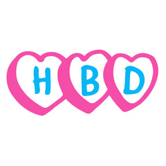 HBD hand drawn lettering