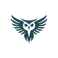 Data encryption filled dark teal logo. Network security. Owl silhouette. Design element. Created with artificial intelligence. Smart ai art for corporate branding, it consulting company, cloud storage