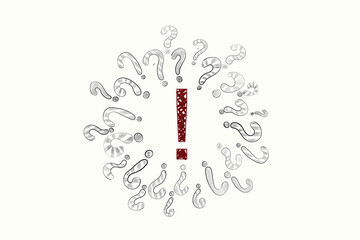 Hand drawn question exclamation mark doodle sign