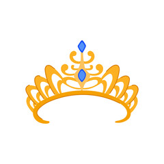logo tiara cartoon. gold diamond, beauty silver, prince luxury logo tiara sign. isolated symbol vector illustration © PikePicture