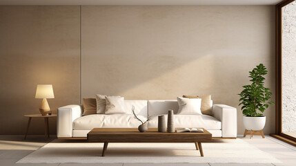 modern interior design of living room with white sofa