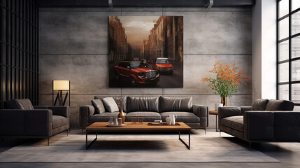 modern interior with sofa panorama 3d rendering
