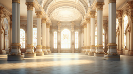 Fototapeta premium 3d columns wallpaper. elegant interior old palace