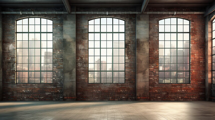 old brick wall on empty loft industrial grunge interior. - obrazy, fototapety, plakaty