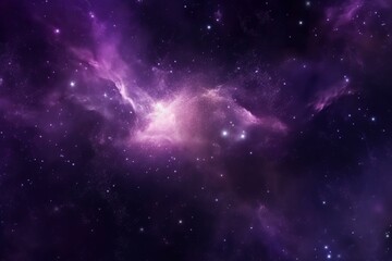 Purple starry cosmic galaxy in the space and universe. Generative AI