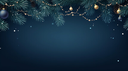 Fototapeta na wymiar elegant xmas background in dark blue . Christmas and happy new year banner