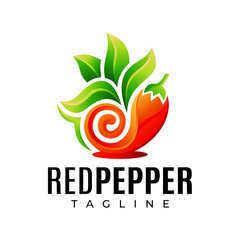 Fototapeta premium Gradient simple red chili pepper abstract logo design