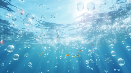 air bubbles under water 3d rendering - obrazy, fototapety, plakaty