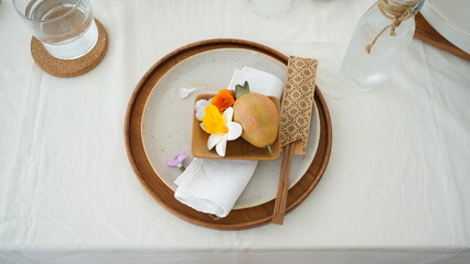 white and wood summer table 