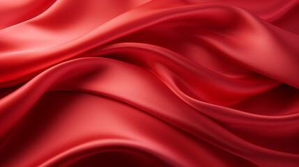 wavy red silk background 3d rendering