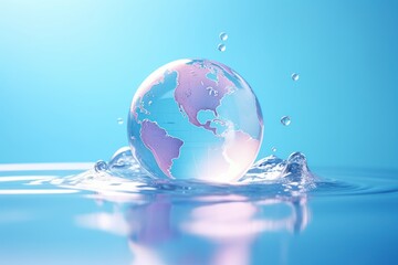 World Water Day Concept with Planet Earth, Saving Water and Environmental Protection, Save Water Save Life.