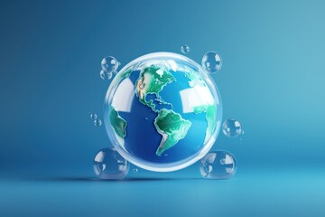 Fototapeta na wymiar World Water Day Concept with Planet Earth, Saving Water and Environmental Protection, Save Water Save Life.
