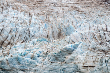 Glacier details of blue and white ice