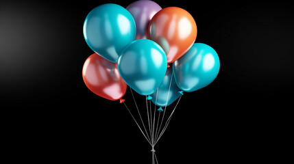 3d illustration of balloons on black background