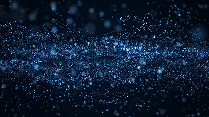 青のキラキラ、星のパーティクル背景素材。銀河、宇宙。ループ