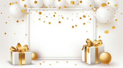 happy birthday banner template in gold and white. happy birthday decoration idea