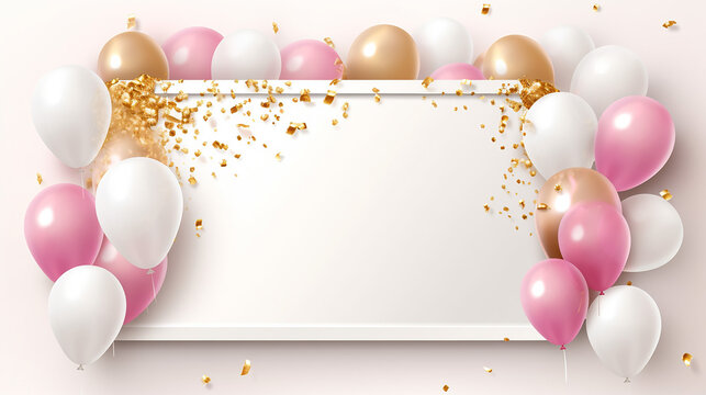 happy birthday holiday banner with glittering golden