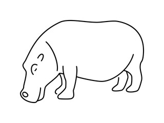 Hippo linear vector icon. Isolated outline of an hippopotamus on a white background. Hippo drawing.