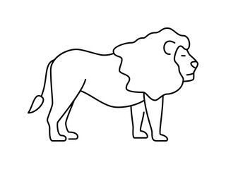 Lion linear vector icon. Isolated outline of an lion on a white background. Lion drawing.