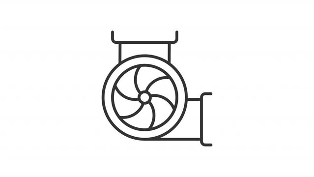 Set of white line icon animations representing ventilation, HD video with transparent background, seamless loop 4K video.