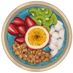 Mixed smoothie bowl hand drawn