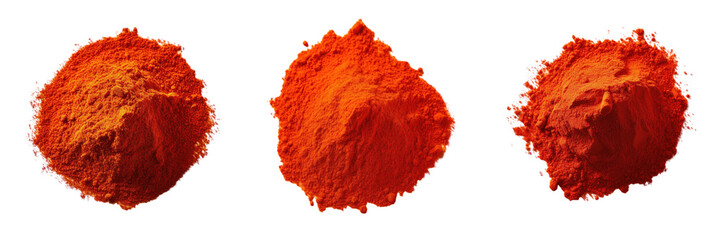 Top view of red pepper powder on a transparent background