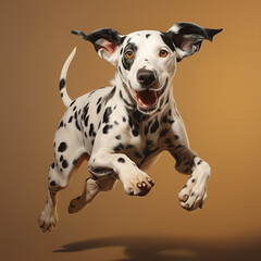 Image of a smiling dalmatian dog in a good mood. Pet. Animals. Illustration, Generative AI. - obrazy, fototapety, plakaty