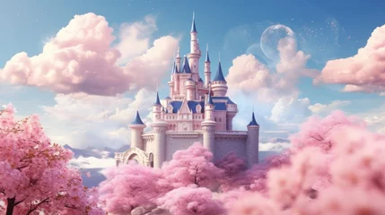 Tuinposter Lichtroze Pink princess castle