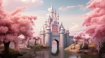 Fotobehang Lichtroze Pink princess castle