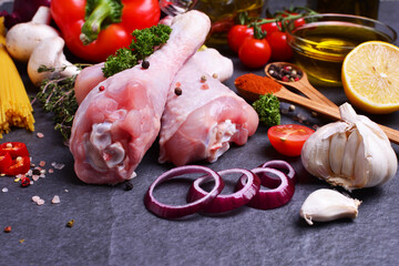Chicken legs with spices and vegetables