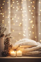 Gordijnen Christmas winter cozy background © olegganko
