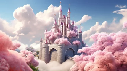 Gordijnen Pink princess castle © olegganko