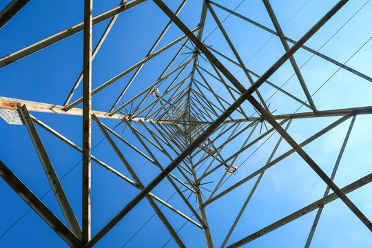 Electric pylon current electricity energy ecological transition panorama landscape