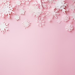 Pink pastel background with snowflakes