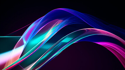 Fototapeta premium Close-up of a colorful wave on a dark background, technology background, wallpaper, Generative AI