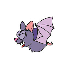 Funny doodle bat. Doodle illustration of a laughing purple bat isolated on a white background. Vector 10 EPS.