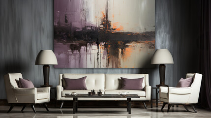 Stylish Living Room Interior Mockup, Modern Interior Design, 3D Render, 3D Illustration