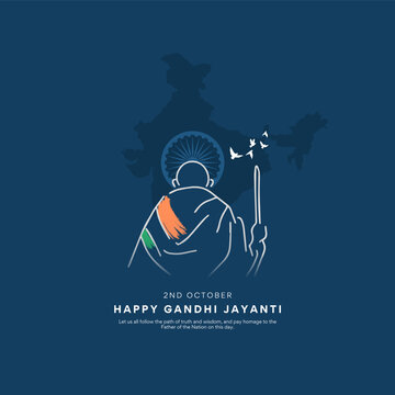 Vector illustration of Poster or Banner design for Celebration of Happy Gandhi Jayanti. 2nd October, National Holiday in India.