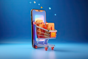 Futuristic online shopping technology digital payment from mobile phone. Generative AI