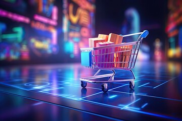 Futuristic online shopping technology digital payment from mobile phone. Generative AI