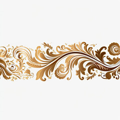 Fototapeta premium Brown gold luxury decorative Filigree Elaborate on white Background, AI Generated